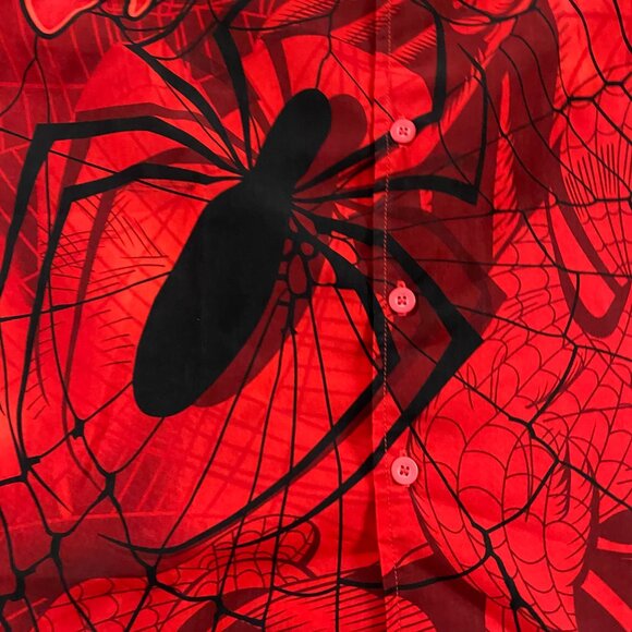 Vintage 2002 Spiderman Movie Shirt Mens Small All Over Print Button Up Marvel - Picture 3 of 11